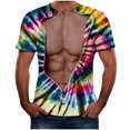 thumbnail image 1 of Qertyioot Homme Été Casual Col Rond Manches Courtes Top avec Imprimé sur la Poitrine et Col Rond Hommes Séance d'Entraînement T-Shirt, 1 of 2