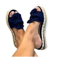 thumbnail image 1 of Leutsin Women Bowknot Beach Summer Slippers Platform Slope Heels Plus Size Shoes, 1 of 7