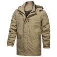 thumbnail image 1 of LSLJS Men's and Winter Plus Velvet Solid Color Zipper Pocket Warm Jackets( Khaki, XXXXL), 1 of 8
