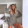 thumbnail image 1 of Combinaison Short Femme à Manches Longues à Capuche Pyjama Combinaison Décontractée Hiver Chaude Combinaison de Nuit Grande Taille Combinaison en Liquidation, 1 of 5