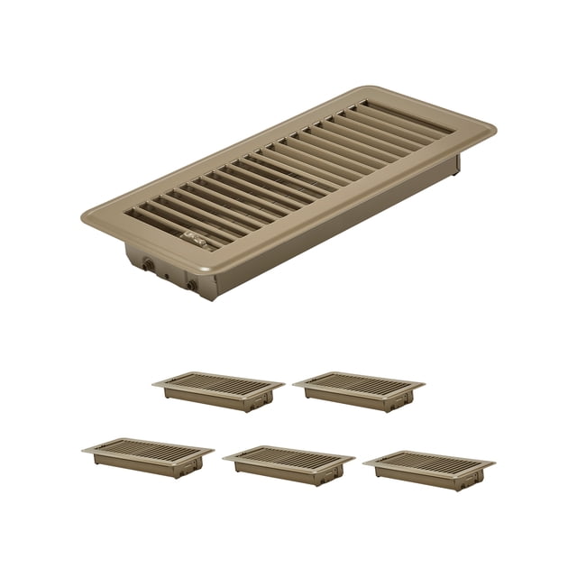 VEVOR Floor Registers 4 x 10 Inch 6-Pack Iron Floor Vents for HVAC Vent Grilles Brown