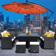 thumbnail image 1 of Costway 10' Hanging Solar LED Umbrella Patio Sun Shade Offset Market W/Base Orange, 1 of 9