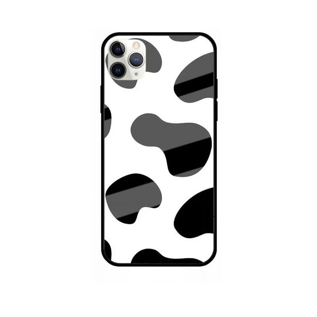 Compatible with iPhone Case for Girls Women, Hard Back Case with Soft TPU Bumper Protective Cute Phone Case Cover with Cow Pattern for iPhone
