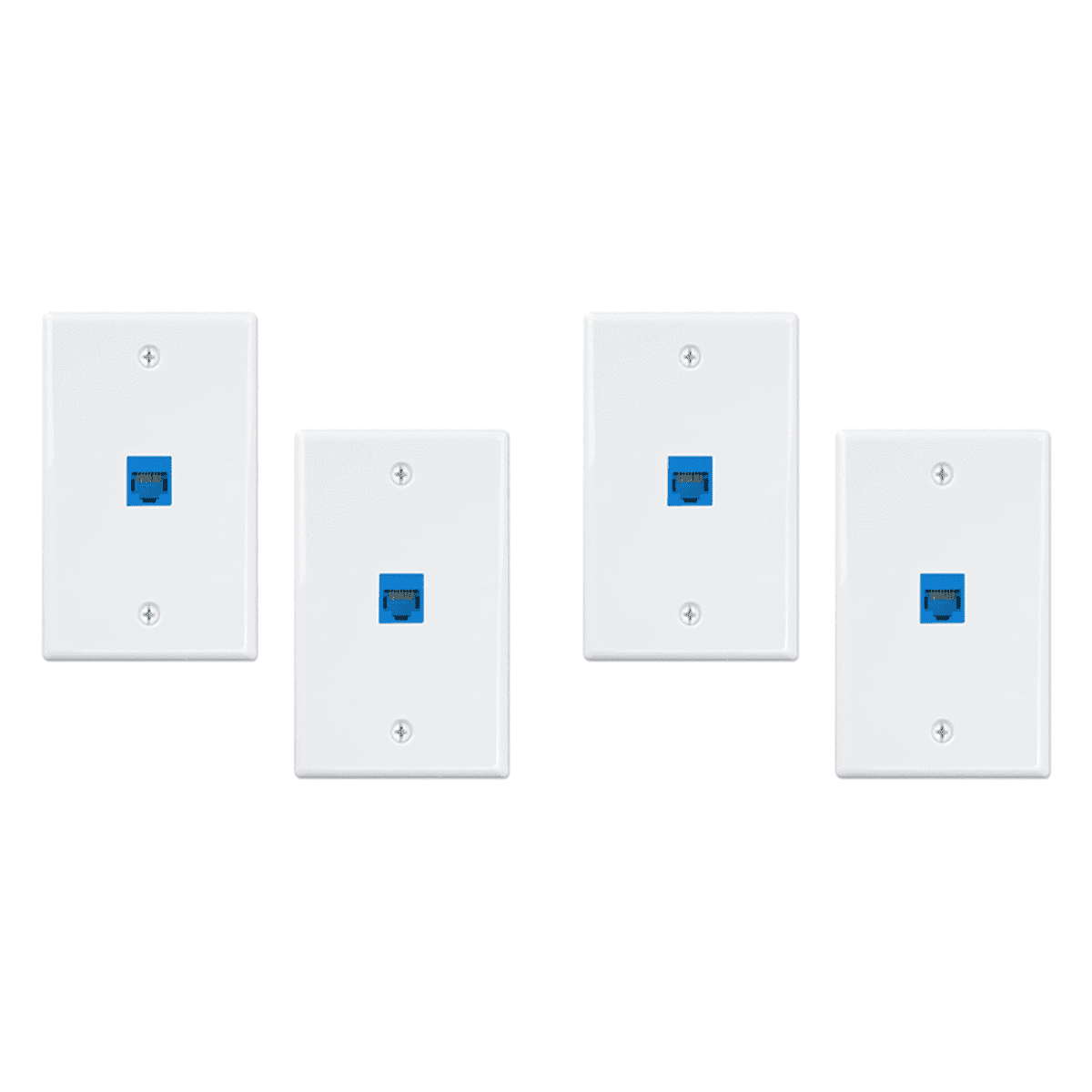 4-Pack 1 Port Ethernet Wall Plate, RJ45 Cat6 Female to Female Inline Coupler Face Plates, 1-Port