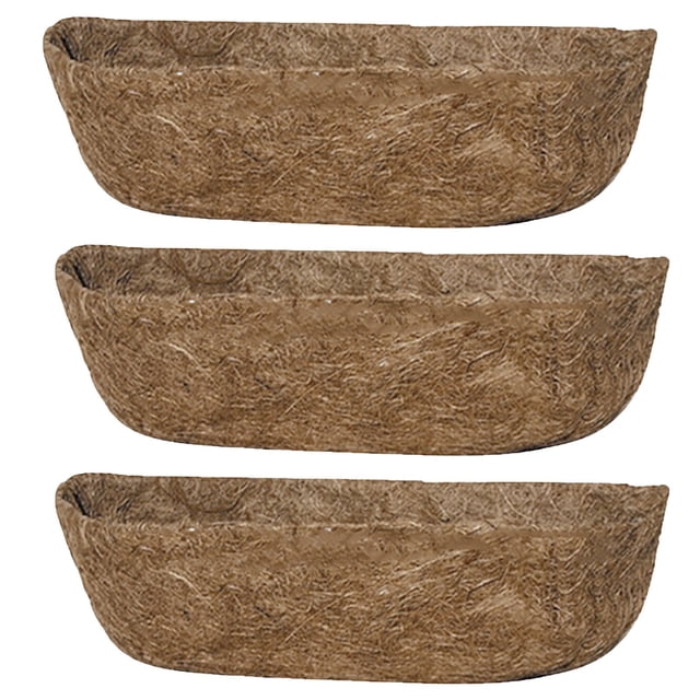 3PCS 24 Inch Coconut Fiber Trough Hanging Basket Liners, Coco Coir Planter Inserts for Window Box, Fence Flower Baskets, and Wall Planters, Eco-Friendly Replacement Liners