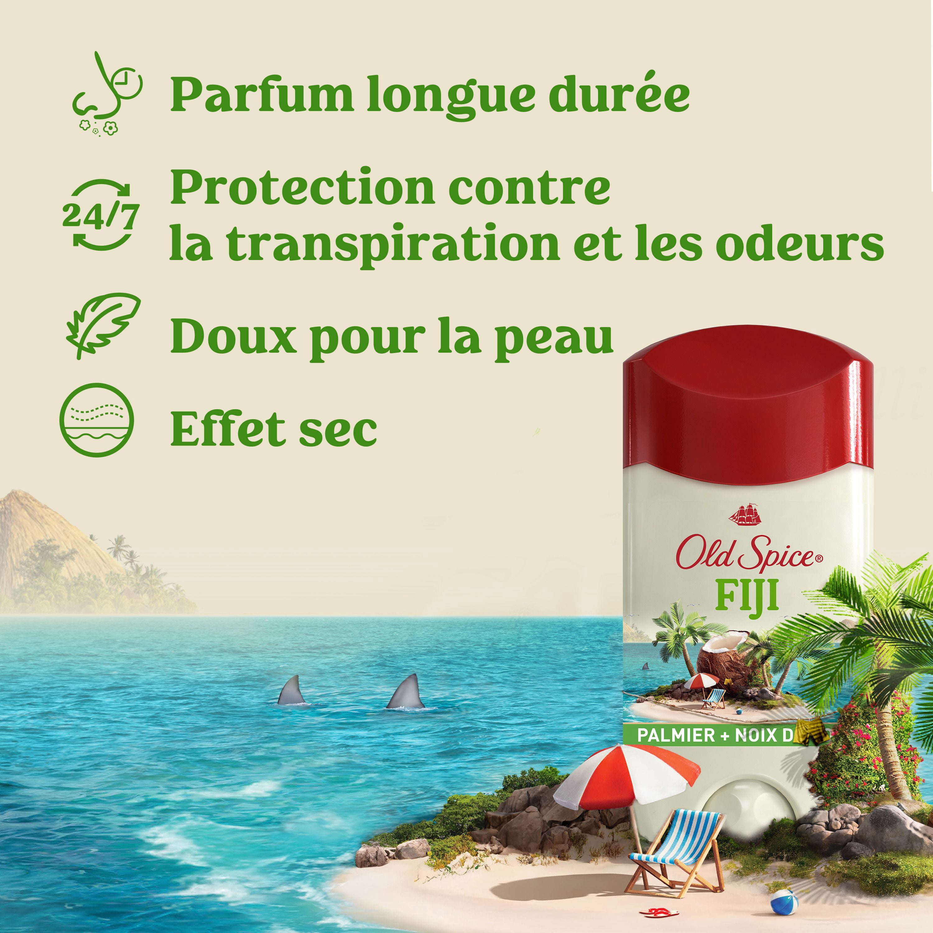 Antisudorifique et Désodorisant Old Spice pour Hommes, Fiji avec Palmier, Protection Contre la Transpiration 24/7, 73 g