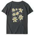 thumbnail image 4 of KIHOUT Nouveau Haut de Mode d'Été pour Femmes 2025, T-Shirt à Manches Courtes à Col Rond Décontracté à Imprimé Floral Gris Foncé S, 4 of 5