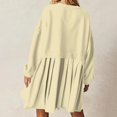 thumbnail image 5 of Womens Oversized Sweatshirt Dress Long Flowy Patchwork Pullover Tops Cute Drop Shoulder Sweatshirts Fall Long Sleeve Mini Dress Teen Girls Crewneck Solid Tunic Pleated Loose Clothing Beig, 5 of 5