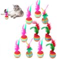 thumbnail image 1 of 10PCS Cat Ball Toy Fake Feather Rainbow Design Cat Play Toy Cat Interactive Toy, 1 of 7