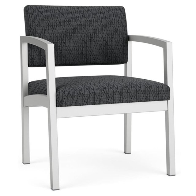 Lenox Fauteuil d'Appoint Surdimensionné en Acier pour Réception / Acier Argenté / Gris Foncé