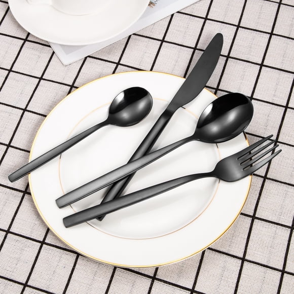 GOGRANT Black Silverware Set 30 Piece Stainless Steel Cutlery Sets for 6, Flatware Set, Mirror Polished Forks Spoons and Knives Set Dishwasher Safe for Home, Restaurant, Wedding, Party