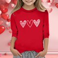 thumbnail image 2 of PMVFHDE Hauts d'Été pour Fille T-Shirts pour Fille Hauts d'Été Graphiques Hauts Tendance pour Fille T-Shirt Robe pour Fille Imprimé de la Saint-Valentin pour Fille Col Rond Fonctionnel T-Shirt Manches 3/4 Rouge, 9-10 Ans, 2 of 4