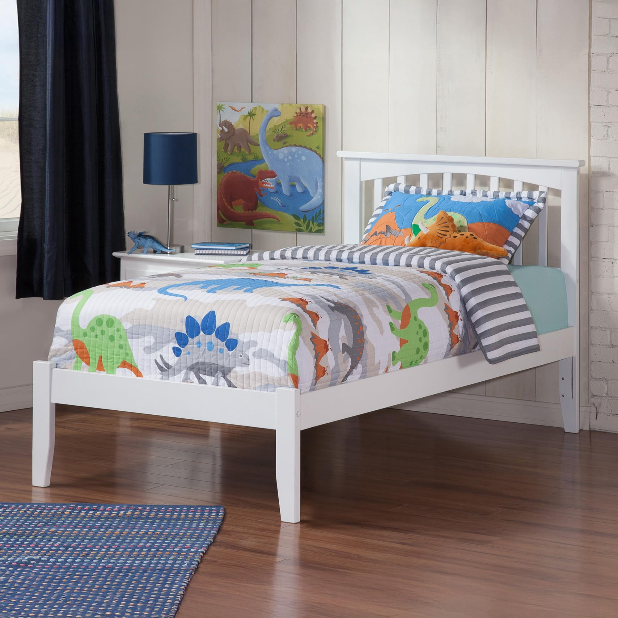 Leo & Lacey Lit Plateforme en Bois Massif Mission Simple TG, Blanc
