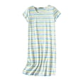 thumbnail image 4 of Pyjama en Coton pour Femmes, Nuisette Grande Taille Vêtements Tricotés Doux à Manches Courtes Col Rond, Bleu Ciel P-TG,, 4 of 4