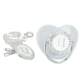 thumbnail image 1 of Baby Silicone Baby Pacifier Silver A-Z Letters Safe BPA Free One Piece Seamless Pacifier with Lid for Infant 6-18 Months, 1 of 7