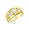 thumbnail image 3 of RYLOS Men's Rings 14K Yellow Gold Classic 7X5MM Oval Gemstone & Diamond Ring Opal October Birthstone Rings For Men, Gold Rings Size 8, 3 of 7