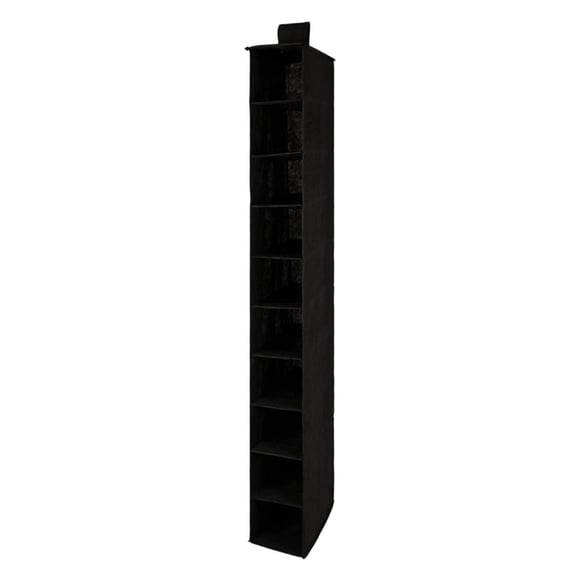10-Layer Hanging Storage Bag - Cloth Shoe organizer for Wardrobe Breathable Fabric with Steel Frame Ideal for Bedroom & Dormitory, Black, JKODE