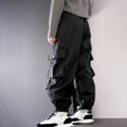 thumbnail image 4 of Spring Saving! HVOBTTY Kid's Long Straight Leg Cargo Pants, Children's Pants Spring Product Solid Color Work Pants with Multiple Pockets Loose Pants for Boys and Black, 13 Years, 4 of 5
