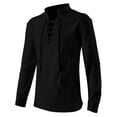 thumbnail image 2 of AherBiu Men's Shirts Long Sleeve Stand Collar Front Drawstring Slim Fitted Tshirt Tops Fall Lightweight Shirts Tops, 2 of 4