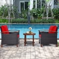 thumbnail image 3 of Gymax Ensemble de Conversation en Rotin Osier pour Patio 3 Pcs Ensemble de Meubles d'Extérieur avec Coussin Rouge, 3 of 10