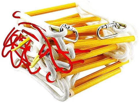ISOP Rope Ladder Fire Escape 3-4 Story Homes | Rapid Deployment Safety Rope Ladder | Rescue Rope Ladder with Safety Cord | Climbing Ladder 10m / 32 ft