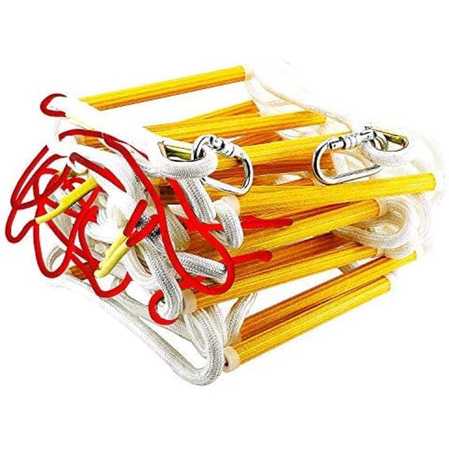 ISOP Rope Ladder Fire Escape 3-4 Story Homes | Rapid Deployment Safety Rope Ladder | Rescue Rope Ladder with Safety Cord | Climbing Ladder 10m / 32 ft
