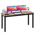 thumbnail image 1 of 63 Inch Modern Office Computer Desk - Sturdy Black Metal Frame, Large Workstation for Home, Study & Gaming, Multipurpose Table for Conference or Dining, Black + Classic Color, Width 60cm, 1 of 8