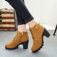 thumbnail image 4 of CEHVOM Metal Solid Color Round Toe Thick Side Zipper Winter Women's Leather Boots, 4 of 4