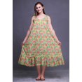 thumbnail image 3 of Bimba Beige Verdâtre2 Floral Plumeria & Mi-Mollet Vêtement de Nuit Femme Coton Imprimé Sans Manches Robe de Nuit Maxi Taille Medium, 3 of 6
