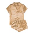 thumbnail image 3 of Women's Satin Casual Home Button Pajama Set(Gold,XL), 3 of 3