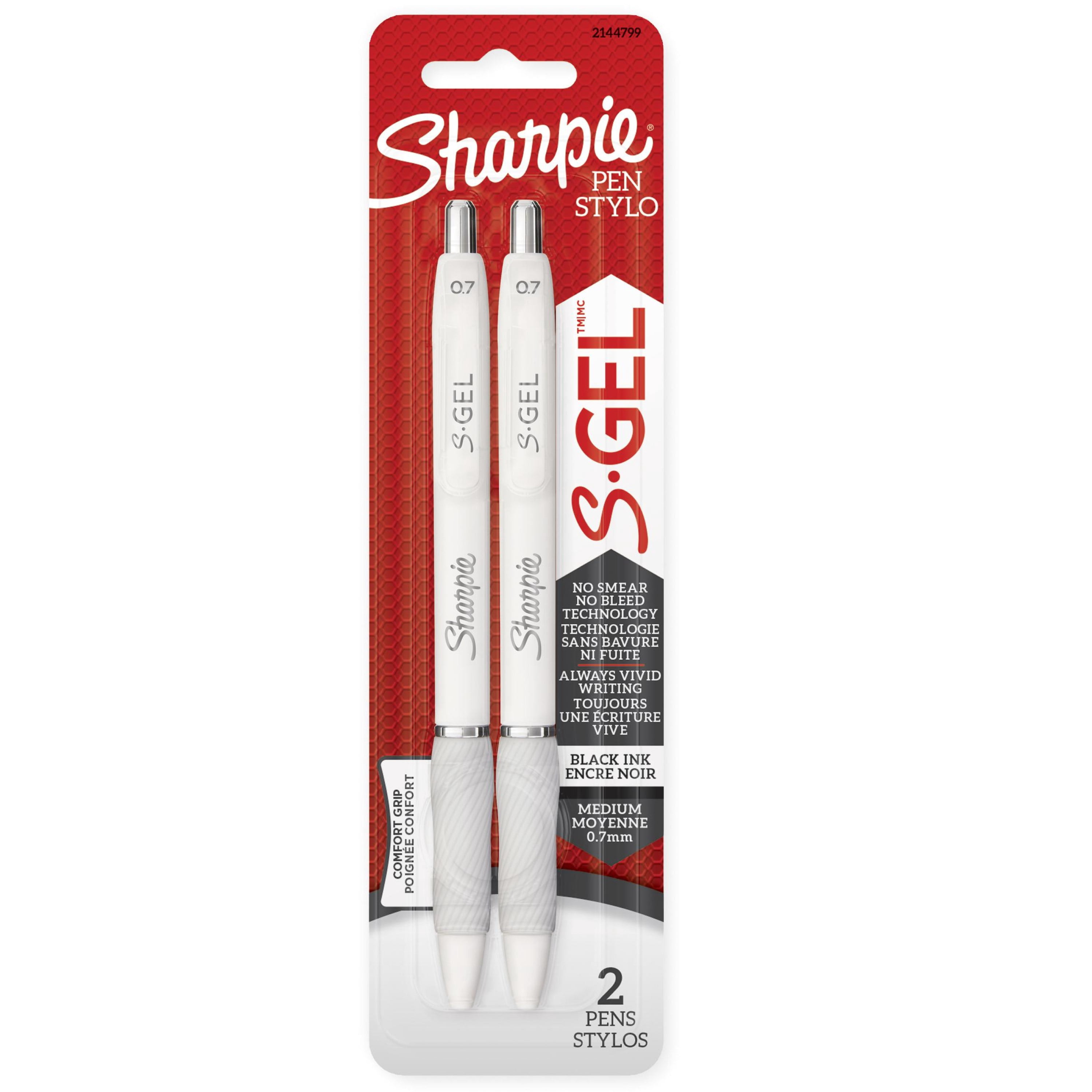 Sharpie S-Gel, Gel Pens, Pearl White Fashion Barrel, Medium Point (0.7 mm), Black Ink, 2 Count