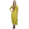 thumbnail image 4 of Bimba Robe Maxi à Drapé pour Femme Vert Olive Clair avec Foulard à Franges-8, 4 of 9
