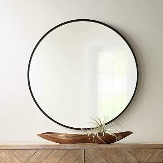Black Round Wall Mirror – Timeless Classic Design with a Sleek Black Frame, Perfect for Elevating the Style of Entryways, Living Rooms, or Bathrooms