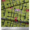 thumbnail image 2 of Soimoi Green Rayon Fabric Geometric & Rose Floral Decor Fabric Printed Yard 56 Inch Wide, 2 of 5