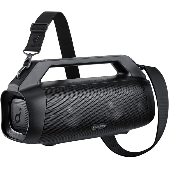 Soundcore Motion Boom Plus Haut-Parleur Portable IP67, Son Stéréo 80 W, Égaliseur et Basses Personnalisés, Banque d'Alimentation Intégrée, Haut-Parleur Bluetooth Étanche pour le Camping, la Plage et la Cour Arrière Noir