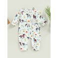 thumbnail image 2 of Faithtur Barboteuse pour Bébés Filles Garçons Imprimé Floral Cheval Manches Longues Col Rond Fermeture Éclair Oblique Combinaisons Automne Justaucorps Nouveau-Né, 2 of 8