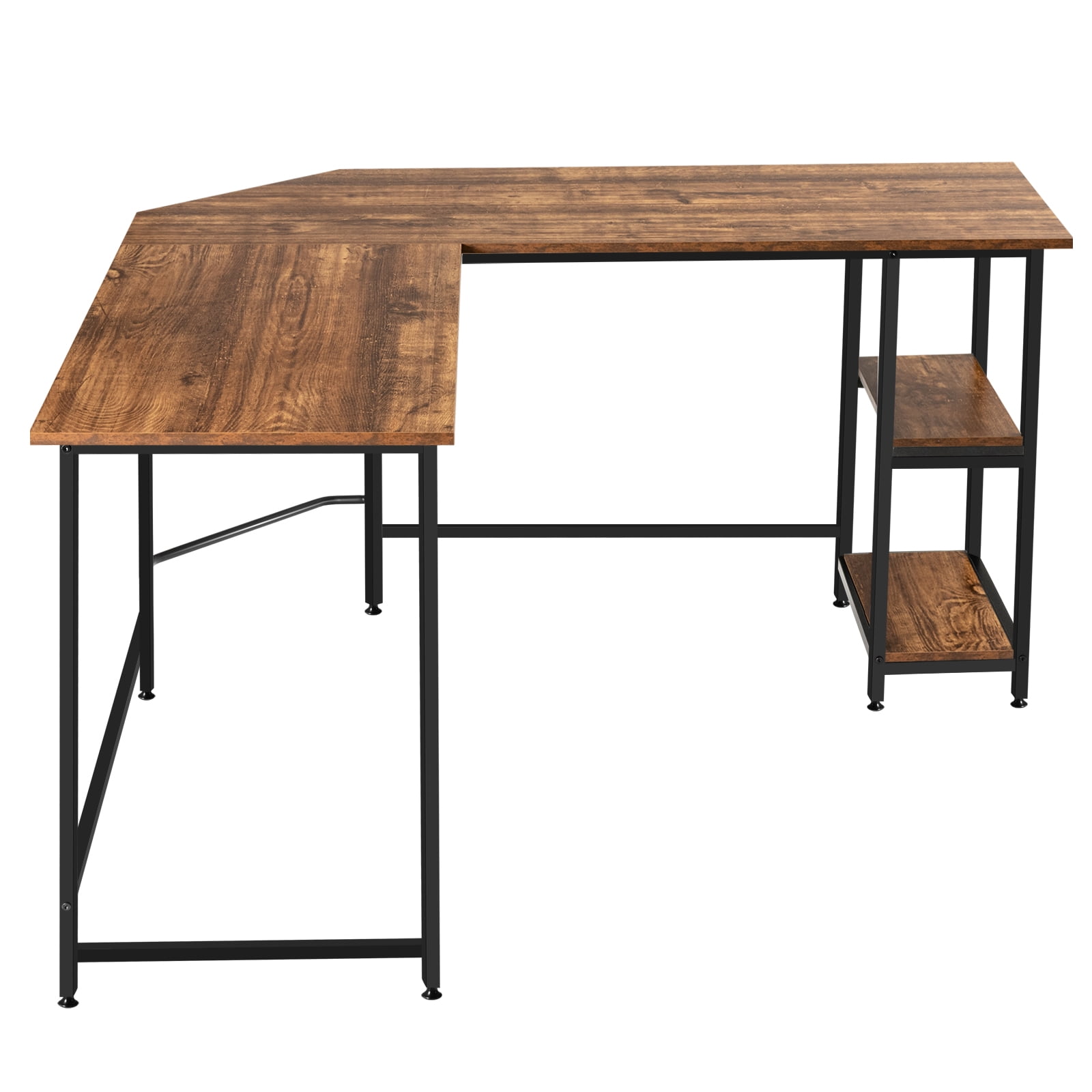 Patiojoy L-Shaped Corner Computer Desk Home Office Writing Study Workstation w/Storage Shelves