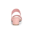 thumbnail image 2 of BLISSFUL STEP Women's Shoes Dual Straps Mid Chunky Heel Slide Sandals Light Pink 7.5, 2 of 8
