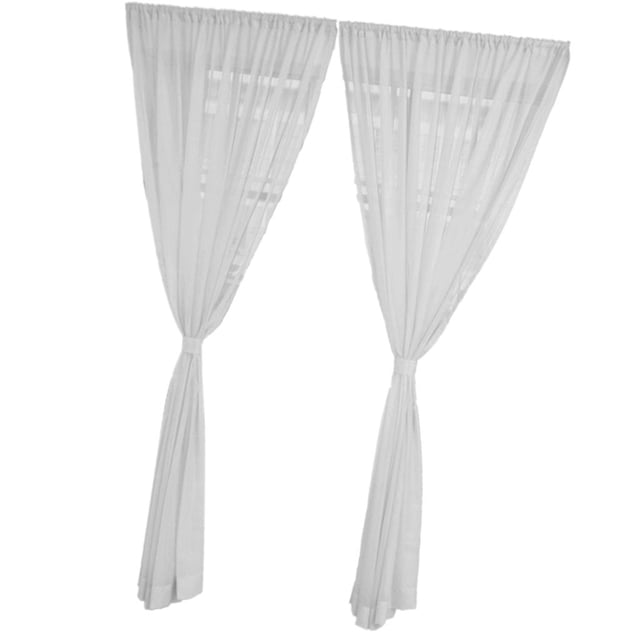 veasfak 2 Panel Kitchen Curtain Door Window Voile Drape White - 200x200cm