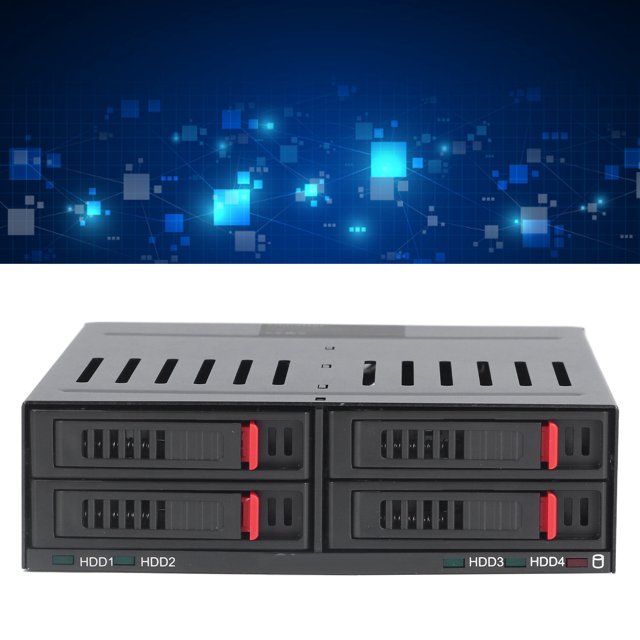 4 Bay 2.5 Inch HDD SSD Hot Swap Cage For External 5.25 Inch Bay, Stainless Steel Hard Drive Cage, HDD SSD Mobile Rack Compatible 9.5mm 12.5mm Thick Bottom