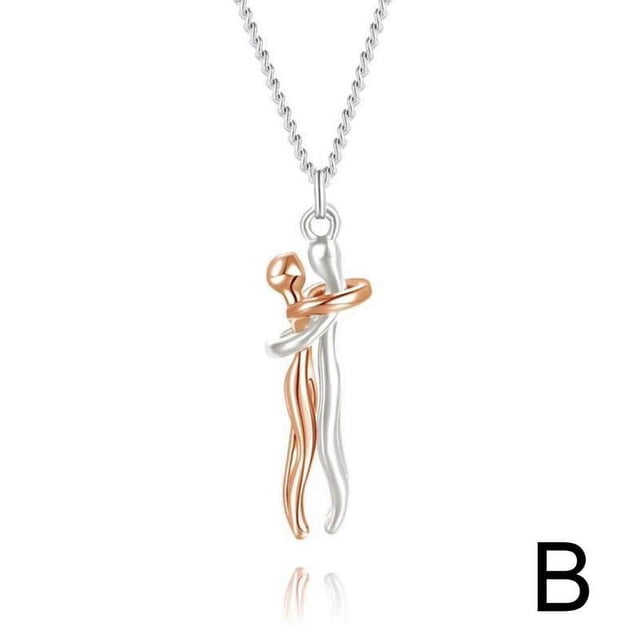 White+rose TWO-COLOR HUG NECKLACE CHARACTER LADIES FASHION CLAVICLE CHAIN GIF N6 W9V6
