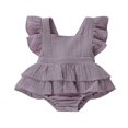 thumbnail image 1 of Newborn Infant Baby Girls Sleeveless Ruffle Romper Bodysuit Outfit Set, 1 of 4