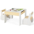 thumbnail image 2 of OLAKIDS 3 in 1 Kids Table and Chair Set, Wood Multi Activity Table with Removable Tabletop, Detachable Blackboard for Toddler Playing Drawing Arts Crafts,3 PCS Children Furniture with Storage (White), 2 of 10