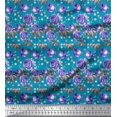 thumbnail image 1 of Soimoi Tissu Popeline de Coton Carré, Feuilles & Roses Imprimé Floral 1 Yard 42 Pouces de Large, 1 of 1