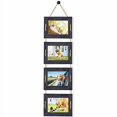 thumbnail image 2 of DLQuarts Collage Hanging Picture Frame 5x7, 4-Frame Set, 3.5x5 With Mat or 5x7 Without Mat, Rustic Solid Wood Photo Frame Weathered Black, 2 of 4