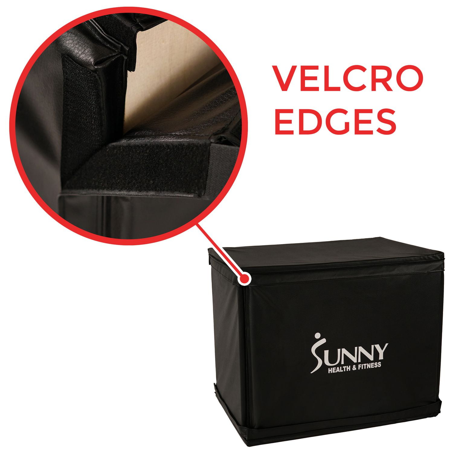 Boîte Plyo en bois Sunny Health & Fitness avec couvercle en mousse amovible, capacité de poids de 227 kg et réglage de la hauteur 3 en 1 - 76 cm / 61 cm / 51