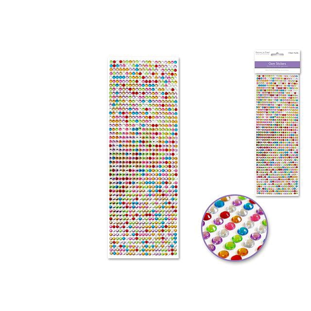 Autocollant en Papier pour Bricolage : Lignes de Gemmes 4 mm, Lot Économique de 10 à 29 Pcs - Multicolore Montrant une Feuille Complète de Petits Autocollants de Gemmes Rondes et Brillantes Multicolores Arrangés en Rangées pour le scrapbooking, la Fabrication de Cartes et les Projets d'Artisanat DIY, avec un Gros Plan Mettant en Valeur la texture Facettée des Gemmes.
