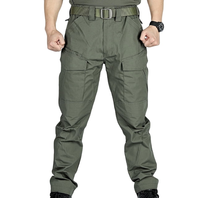 Pxkloy Pantalon Tactique Extensible pour Homme, Randonnée en Plein Air, Pantalon Cargo de Montagne, Imperméable, Combat, Léger, avec Poches, Vert Armée, G