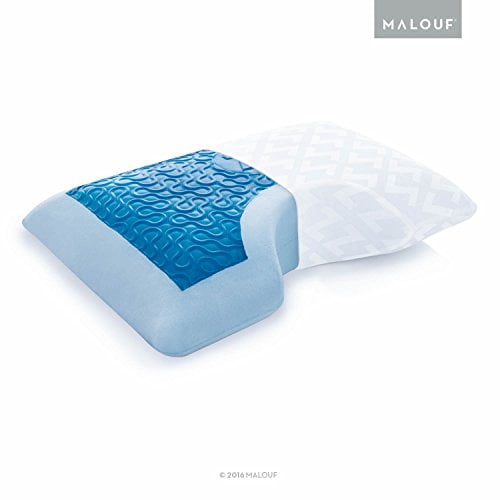 MALOUF Z Side Sleeper Shoulder Cutout Dough Memory Foam Pillow with Liquid Gel Layer-King, Blue