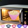 thumbnail image 1 of Viflosae Silicone Popcorn Bowl High Temperature Resistant Foldable Microwave Popcorn Bucket with Lid Collapsible Snack Container Dishwasher for Home Movie Night Kitchen, 1 of 7